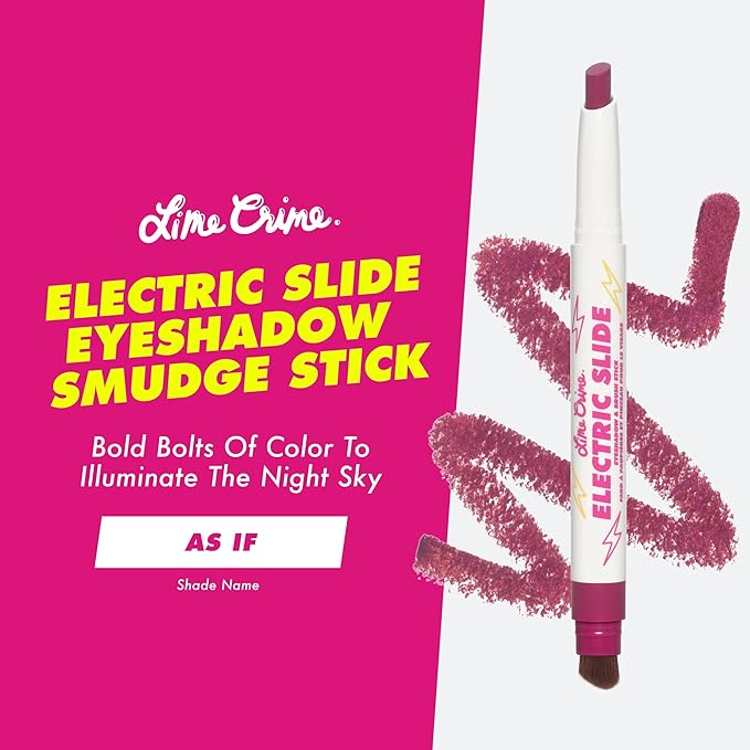 Lime Crime Electric Slide Eyeshadow & Brush Stick, As If - Lightweight 2-in-1 Eyeshadow Smudge Stick with Angled Brush for Long Lasting & Natural Color or Glow - Vegan & Cruelty-Free