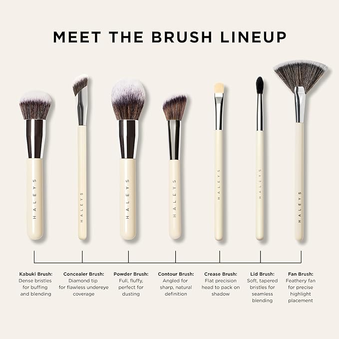 Haleys Beauty Kabuki Foundation Brush For Applying Powder, Foundation, Bronzer, Blush, and Mineral Make up, Soft Bristles, Seamless Blending, Makeup Brushes Essential, Vegan & Cruelty Free