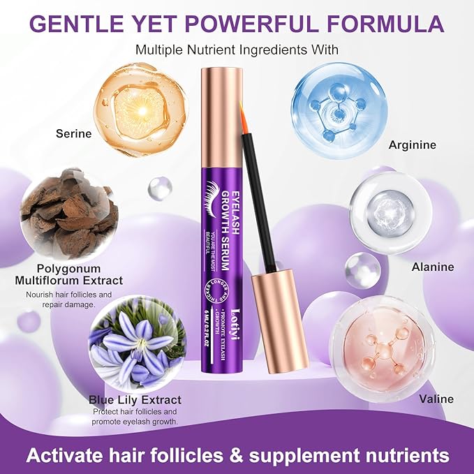Lash Serum for Eyelash Growth - 6ml for Natural Lashes, Extensions & Eyebrows, Thicker, Fuller & Longer Looking Eyelashes, Lash Enhancing, Vegan & Cruelty-Free