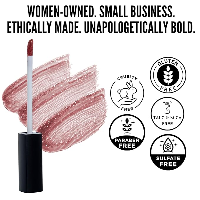 Mynena Rosy Terracota Shimmer Lip Gloss | Non-Sticky Lightweight Topper | High-Shine Iridescent Sparkle | Layerable Demi-Sheer Finish | Paraben-Free & Cruelty-Free | Nora