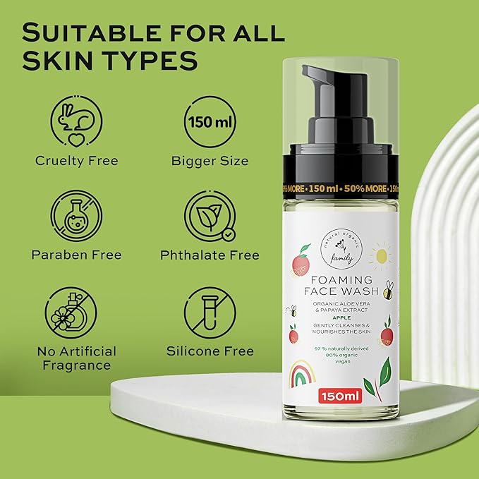 Kids Organic Foaming Face Wash - Natural Skincare for Teen Girls 10-12 - Hydrating Exfoliating & Non Toxic Moisturizer Soap for Tweens & Preteens