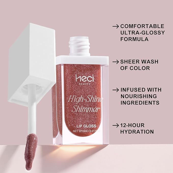 MAKEUP Glitter Lip Gloss –Nourishing and Hydrating with High-Shine Glimmer Finish & Sheer Wash Of Color, Chocolate Scent, Non-Sticky, Vegan & Cruelty-free, Mauve, 0.21 fl oz