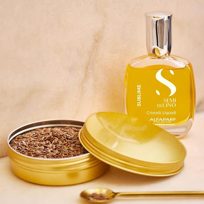ALFAPARF MILANO Semi di Lino Sublime Cristalli Liquidi Hair Oil with Thermal Protection - Superior Hair Finishing Smoothing Serum Treatment - Brilliant Shine - Vegan Formula - 1.69 fl. oz.