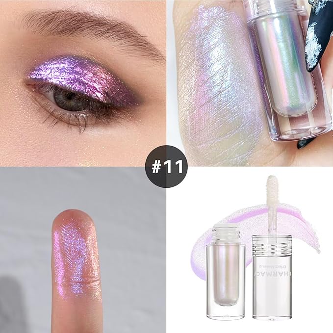 CHARMACY Liquid Duochrome Eyeshadow, Multi-Dimensional Eye Looks, Long Lasting Glitter Eye Shadow Sets Metallic Pigments, Quick Drying, Sparkling Shiny Eye Makeup for Beginners, 1.6g (#11)