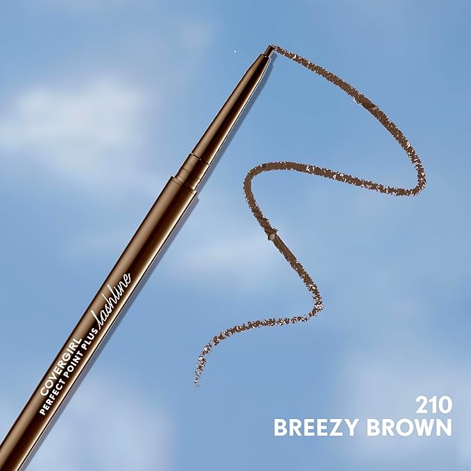 CoverGirl Perfect Point Plus Lashline, Breezy Brown, Micro Eye Pencil, Ultra-Precise 1.5 Millimeter Tip, Creamy Gel Formula, Clean & Vegan, Talc-Free, Waterproof, 0.002oz