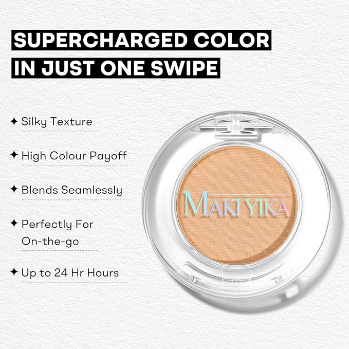 MAKI YIKA Puff Nude Matte Single Eye Shadow Palette for Women, Pigmented White Eyeshadow Powder for Brown Eyes, Color Stay Long Lasting Waterproof Eye Makeup Palette, #6
