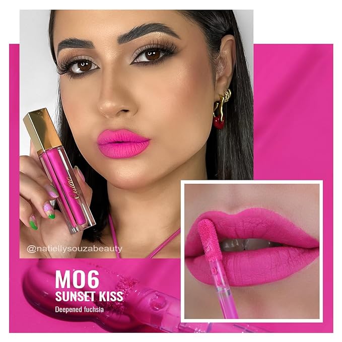 Oulac Hot Pink Lipstick Matte for Women, Pink Long Lasting Lipstick, No-Transfer Liquid Lipsticks,High Impact Lip Color with Vitamin E Waterproof Formula,Cruelty Free&Vegan M06
