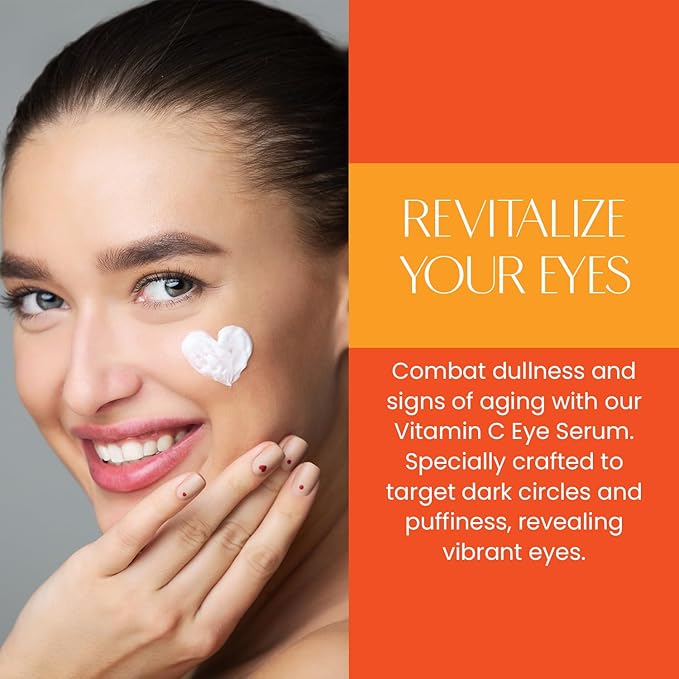 Vitamin C Under Eye Serum - Anti-Aging, Reduces Eye Bags, Puffiness, Dark Circles & Wrinkles - Dermatologist Tested, Korean Skin Care - 1 oz / 30 ml (2 Pack)