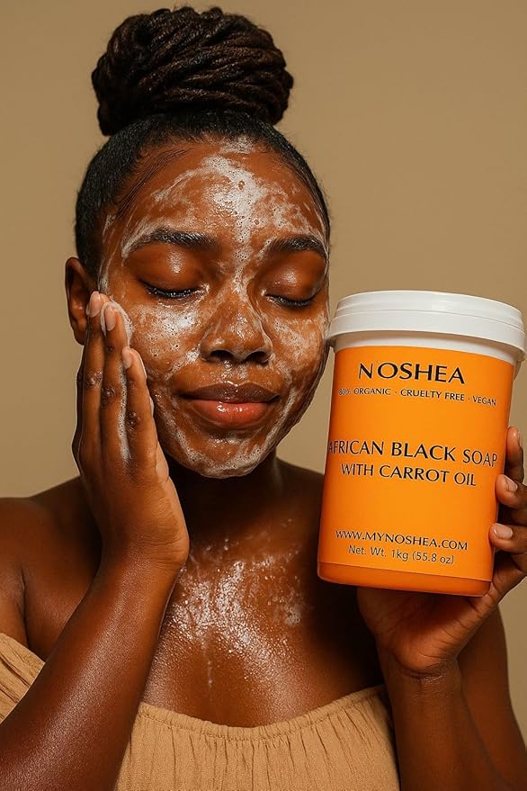 N'OSHEA African Black Soap with Carrot Oil, 100% Organic, Vegan, Cruelty Free, 1kg