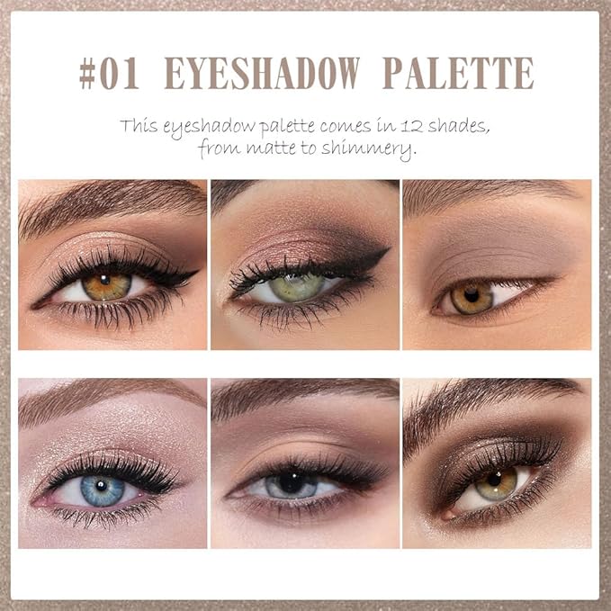 SUAKE Nude Pink Eyeshadow Palette, Matte & Shimmer, High Pigmented 12 Colors Brown Purple Eye Shadow Primers for Eye Makeup, Korean Powder Palet de sombras de ojos (01# Caramel Brown)