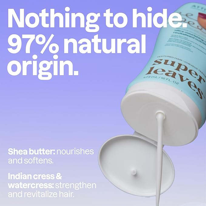 ATTITUDE Ultra-Nourishing Conditioner for Curly Hair with Shea Butter, Vegan Detangler and Naturally Derived 4a, 4b, 4c Curl Type, Deeply Nourishes Curls, 16 Fl Oz