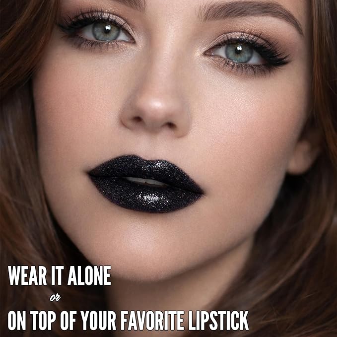 Mynena Black Shimmer Lip Gloss Non-Sticky Filled with Iridescent Sparkles | Lightweight Lip Topper | Paraben-Free | Demi-Sheer Lipgloss from Cosplay to Everyday Glam | Ivony