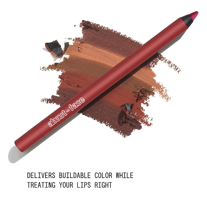 about-face Matte Fix Lip Pencil 4Ever Flame – Long-Wear, Creamy Matte Lip Liner with Hyaluronic Acid & Vitamins C & E – Vegan, Cruelty-Free, Clean Beauty – 0.042 oz (Cherry Red)