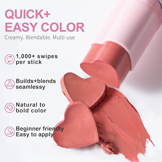 Cream Blush Stick - Multi-Use Makeup for Cheeks & Eyes, Lightweight & Blendable Formula, Satin Glow Finish, Hydrating Cream Blush for All Skin, Long Lasting Wear, ROSEWOOD, 0.25 oz
