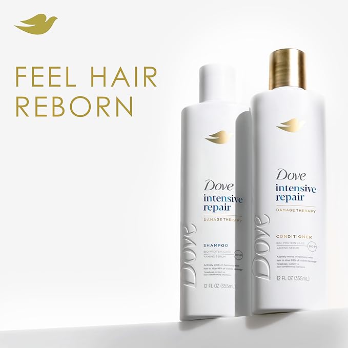 Dove Shampoo Intensive Repair for Damaged Hair with Bio-Protein Care Technology and Amino Serum 12 Fl Oz,(Pack of 8)