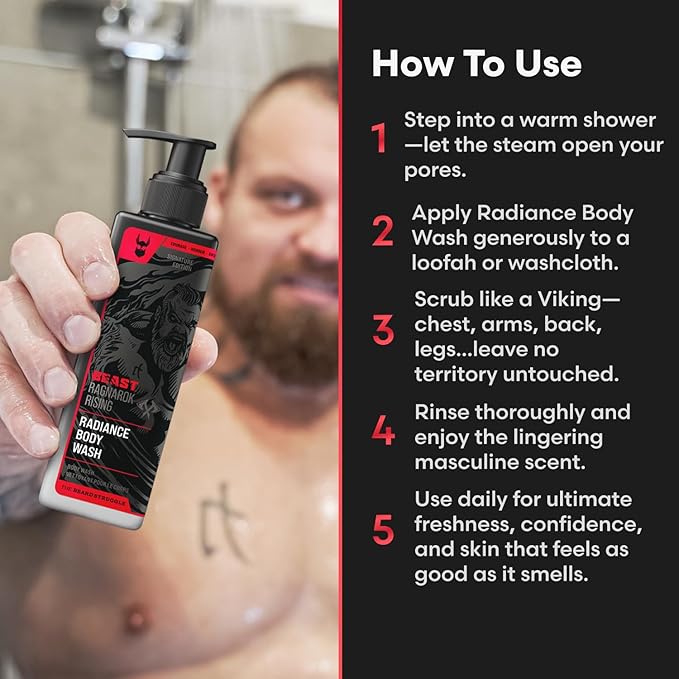 The Beard Struggle Eddie Hall Beast Line Body Wash – Ragnarok Rising Cologne-Grade Scent – Deep Cleanse Without Dryness – Paraben-Free, Vegan-Friendly, 8 fl oz