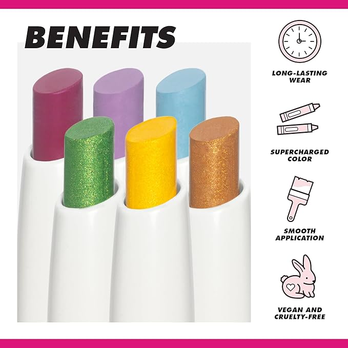 Lime Crime Electric Slide Eyeshadow & Brush Stick, G2G (Metallic Black) - Lightweight 2-in-1 Eyeshadow Smudge Stick with Angled Brush for Long Lasting Bold Color - Vegan
