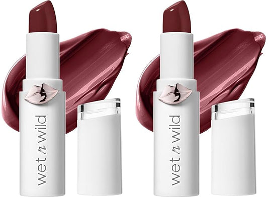 wet n wild Lipstick Mega Last High-Shine Lipstick Lip Color Makeup, Red Raining Rubies (Pack of 2)