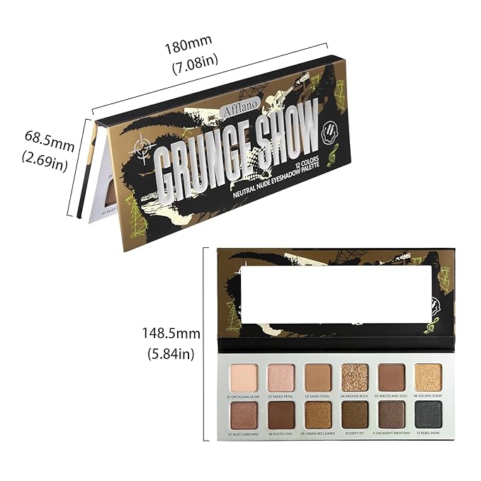 Afflano Neutral Nude Eyeshadow Palette, Matte Shimmer Beige Brown Eyeshadow Palette Highly Pigmented, Blendable Natural Colors Long-Wear, Nude Eye Shadow for Women Brown Eyes Daily Grunge Makeup