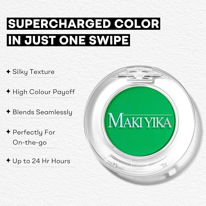 MAKI YIKA Forest Green Matte Single Eye Shadow Palette for Women, Pigmented White Eyeshadow Powder for Brown Eyes, Color Stay Long Lasting Waterproof Eye Makeup Palette, #3