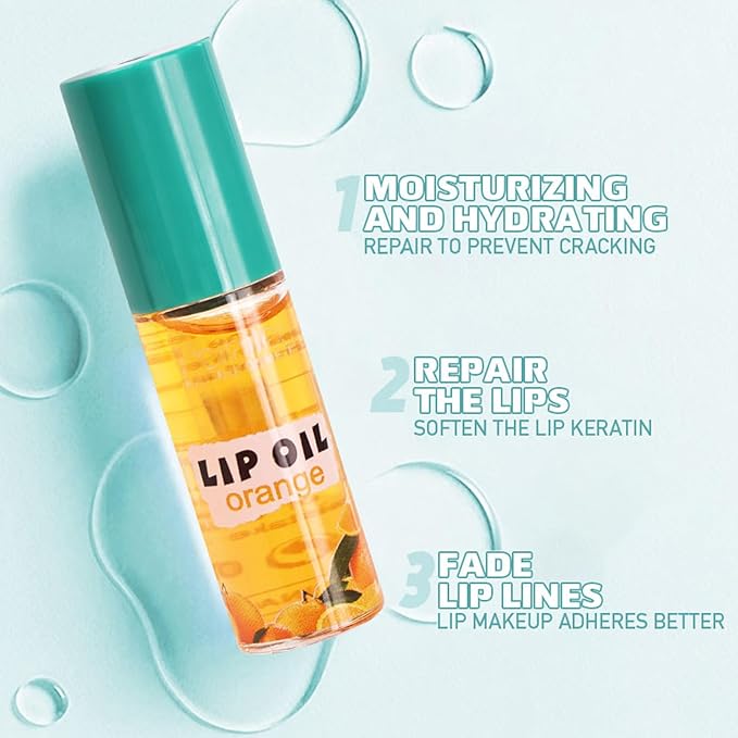 6PCS Roll On Lip Gloss Set, Fruit Flavored Lip Oil Make up for Teens and Girls, Hydrating & Moisturizing Lipgloss, Clear Lip Gloss for Women, Vegan & Cruelty-Free
