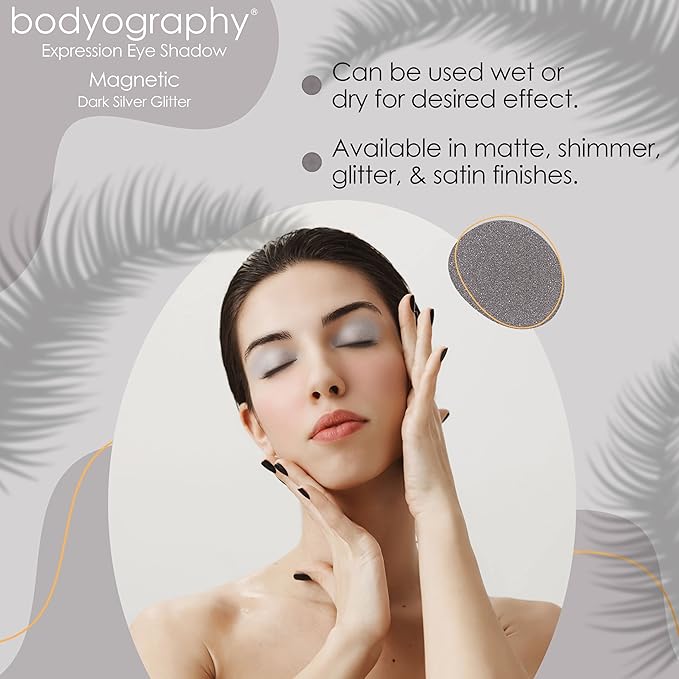 Bodyography Expressions Eye Shadow – Magnetic (Silver Grey (Glitter)) | Multi-Functional, Long-Wearing Powder for Eyes, Cheeks & Brows | Buildable, Silky Finish | Vegan, Talc-Free