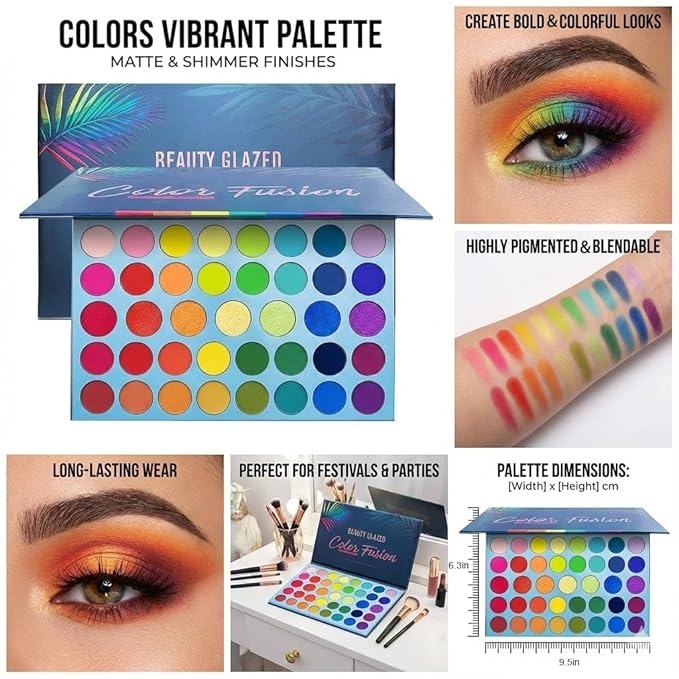 BestLand 39 Color Rainbow Eyeshadow Palette - Professional Makeup Matte Metallic Shimmer Eye Shadow Palettes - Ultra Pigmented Powder Bright Vibrant Colors Shades Cosmetics Set