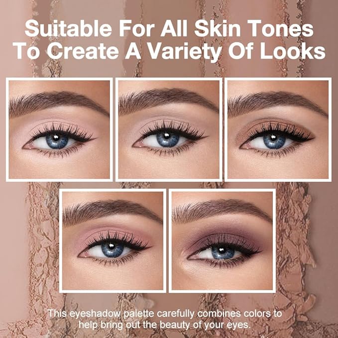 Matte Nude Eyeshadow Palette – 5-Color Neutral Peach Brown & Taupe Eye Shadow, High Pigment Blendable Long-Lasting Soft Nude Makeup Palette for Daily Natural Looks, Mature Eyes, Blue Green Brown Eyes