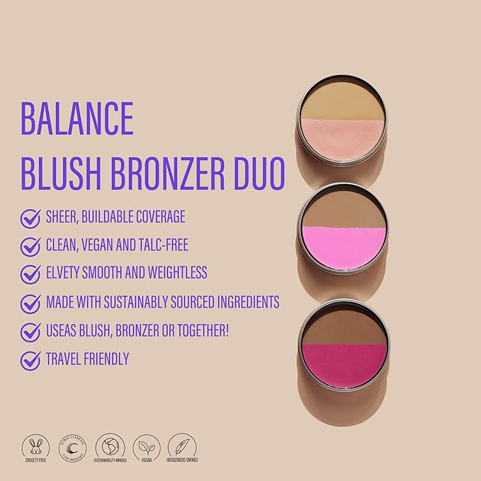 Cheekbone Balance Medium Blush/Bronzer, Talc-Free Multi-Use Compact with a Soft-Matte Finish, Buildable, Skin-Loving Formula with Organic Jojoba Oil, Eco-Conscious, Vegan & Cruelty-Free, 0.38 oz.