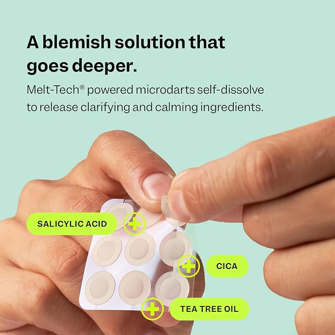 Peach Slices - Deep Blemish Microdarts (9 ct) - Early Stage Pimple Patches for Face - Salicylic Acid, Niacinamide, Hyaluronic Acid, Tea Tree Oil & Cica - Vegan, Cruelty Free, Korean Skin Care & Beauty | Salicylic Acid, Tea Tree Oil, Niacinamide, Cica, ...