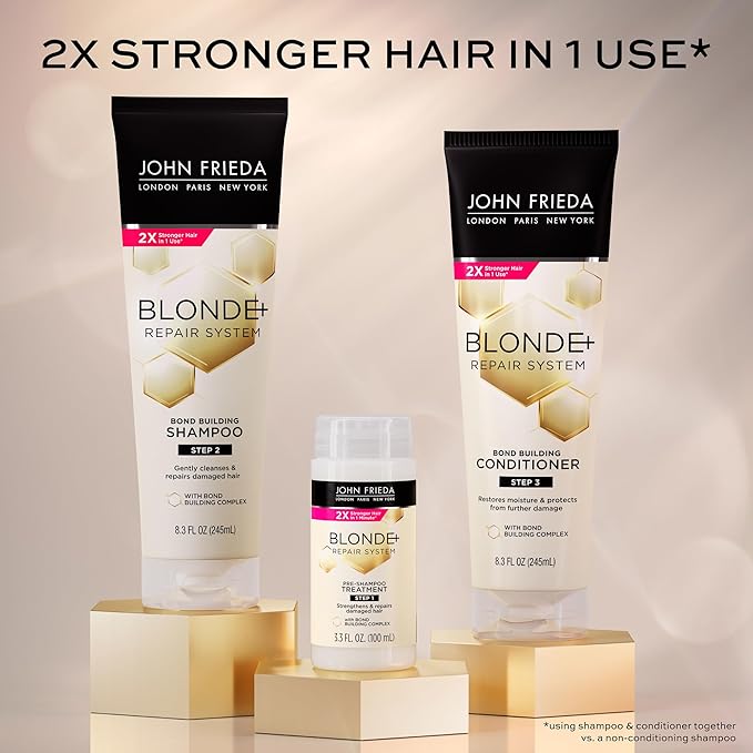 John Frieda Blonde+ Hair Repair Pre Shampoo, Treatment for Damaged Hair, 3.3 Oz