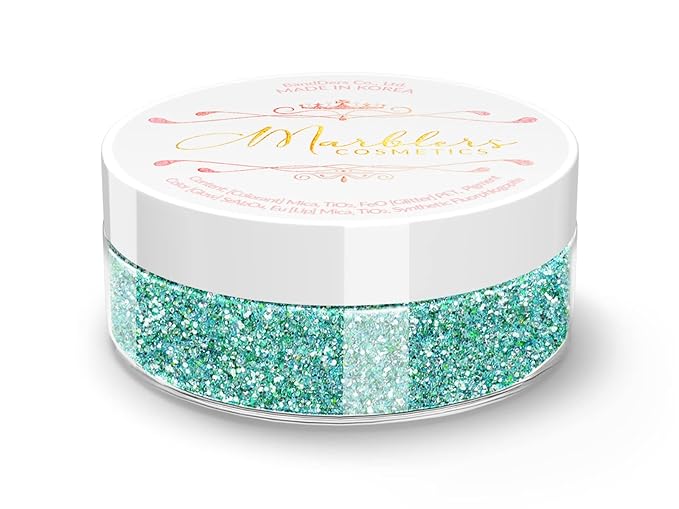 MARBLERS Holographic Face & Body Glitter [Unicorn Teal] 0.18oz (5g) | Fine | Non-Toxic | Vegan | Cruelty-Free | Festival, Rave & Party Makeup | Eye, Hair, Nail Polish, Eyeshadow | Nail Art | Gel Nail