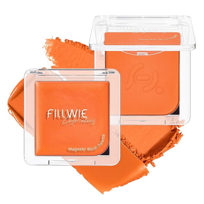 2-Pack Cream Powder Blush Duo – Orange For Fair to Medium Skin Tones, Same-Shade Sunny, Lasting, Buildable, Vibrant Natural-Looking Cheek Color Dewy Cream + Soft Matte Powder Finish (Orange)