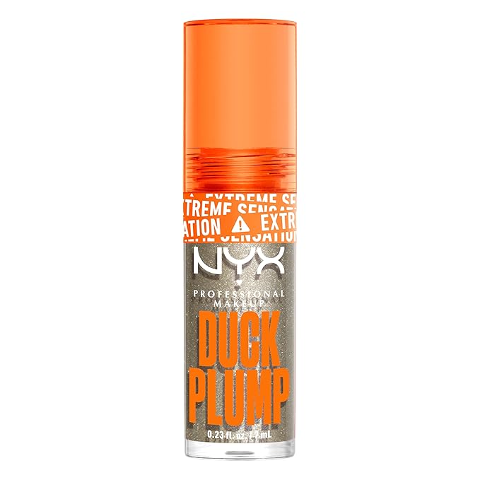 NYX PROFESSIONAL MAKEUP Duck Plump High Pigment Lip Gloss, Lip Plumper Gloss with Spicy Ginger - Quazy Silver