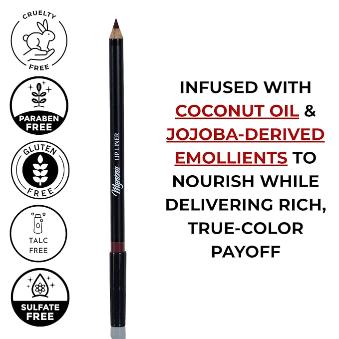 Mynena Brownish Purple Nude Creamy Matte Waterproof Lip Liner | Long Lasting Transfer-Proof | Sharpenable | Blendable Pencil for Defined Lips