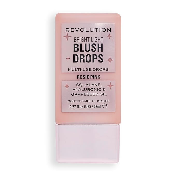 Revolution Beauty London, Bright Light Glow Blush Drops, Builable Liquid Blush for Face, Infused with Hyaluronic Acid, Vegan & Cruelty-Free, Pink Rosie, 0.77 fl oz