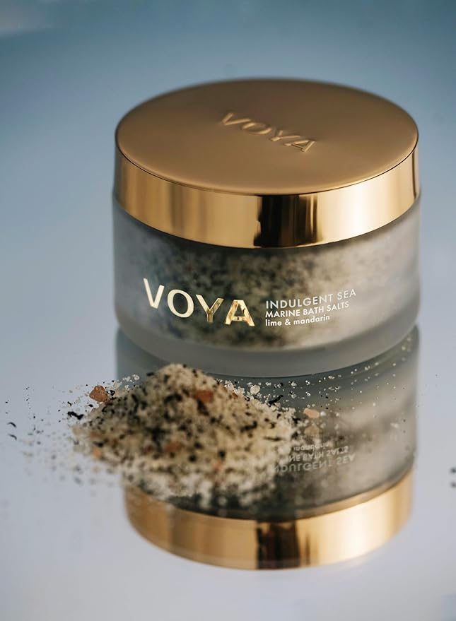 VOYA Indulgent Sea Marine Bath Salts with Magnesium, Fucus Serratus Seaweed, Epsom Salts, & Himalayan Pink Rock Salts. Relieve Stress & Relax Muscles | Infused with Natural Essential Oils – 8.82 OZ
