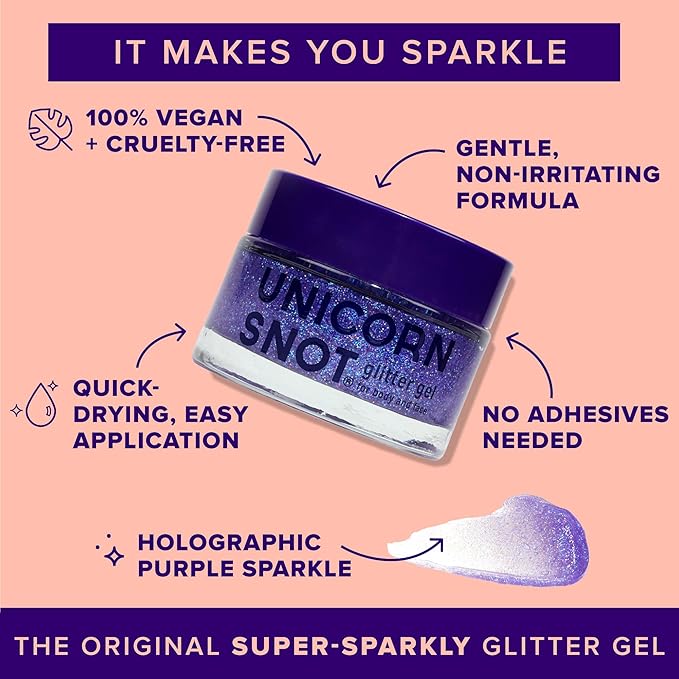 UNICORN SNOT Holographic Face Glitter & Body Glitter Gel | Hair Glitter, Vegan & Cruelty-Free, 1.7 oz Purple Glitter (UV)