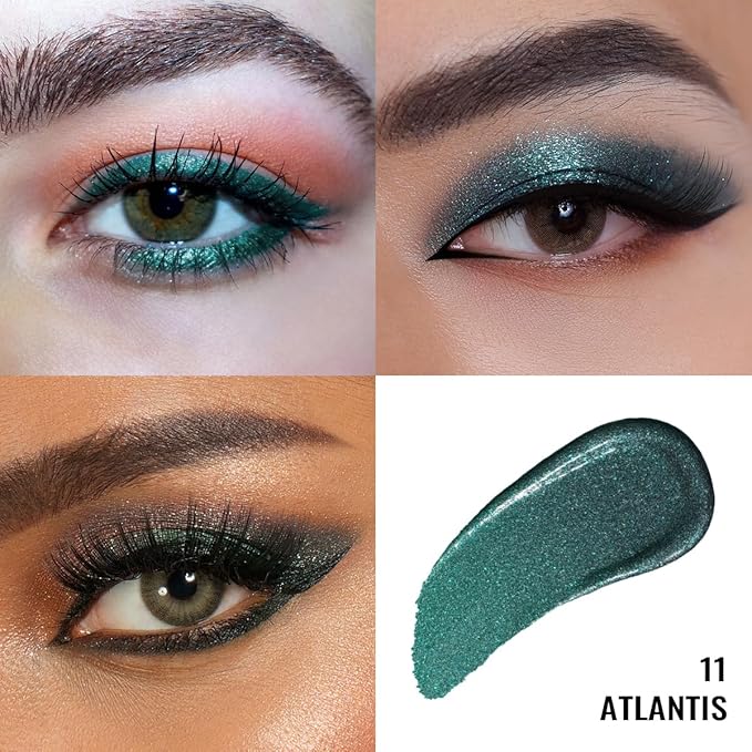 Oulac Liquid Glitter Eyeshadow Liquid Eyeshadow Green Eye shadow Shimmer Liquid Eyeliner Non-sticky One-Swipe Coverage with Quick-Drying Crease-resistant Formula.Vegan & Cruelty-Free.(11)