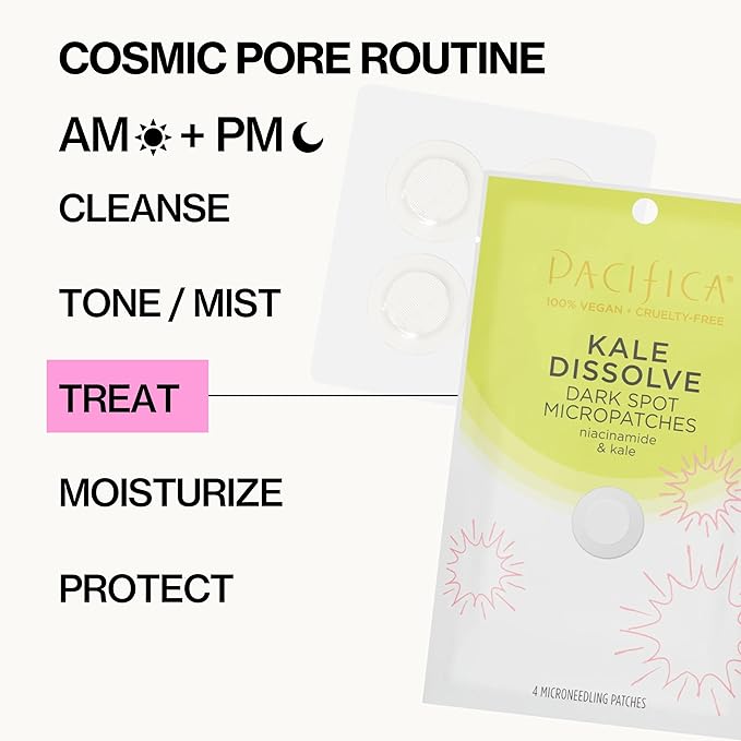 Pacifica Dark Spot Dissolving Micropatches – Microneedling Dots w/ Niacinamide 12-PACK Tranexamic Acid & Kale to Fade Post-Acne Marks and Age Spots, Brightening Patch Treatment, Clean Vegan Skincare