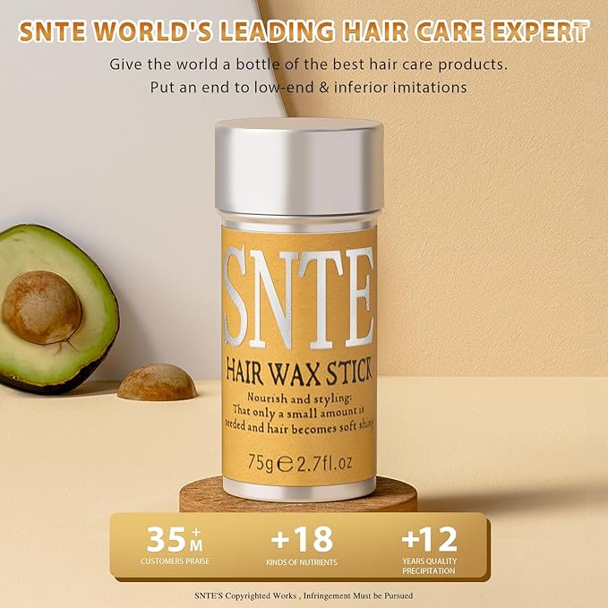 Samnyte Hair Wax Stick, 3PCS-Wax Stick For Hair Slick Stick, Slick Back Stick Hair Stick Wax Edge Frizz No-white Chips & No-Residue & No-Greasy & Easy to Absorb 2.7 Oz