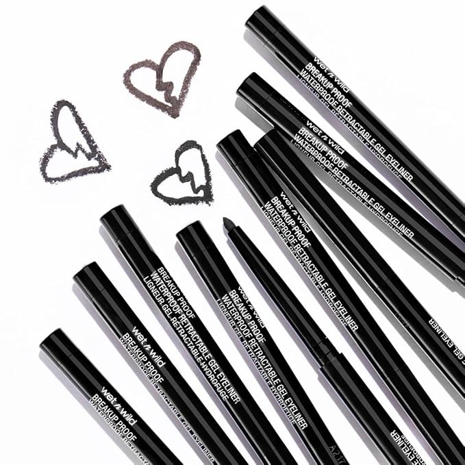 wet n wild Mega Last Breakup Proof Retractable Eyeliner - Ultra-Fine Brush, Waterproof,16-Hour Long-Lasting Wear - Cruelty-Free & Vegan - Black