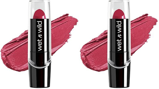wet n wild Silk Finish Lipstick, Hydrating Rich Buildable Lip Color, Formulated with Vitamins A,E, & Macadamia for Ultimate Hydration, Cruelty-Free & Vegan - In The Near Fuchsia (Pack of 2)