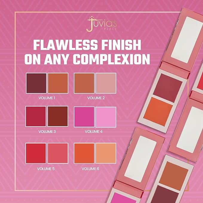 Juvia's Place Blushed Duo Blush - Two Tone Pigmented Buildable Pressed Mineral Powder - Rosy Natural Cheeks Matte Fresh Finish for All Skin Color -Volume1