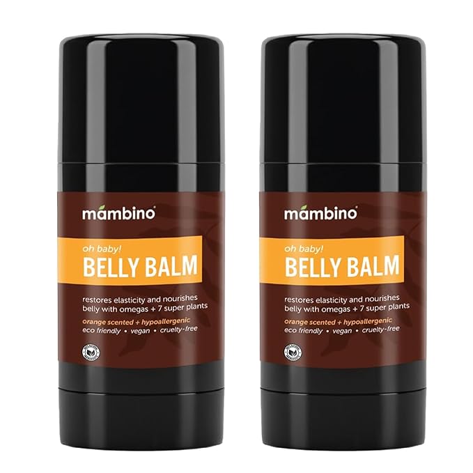 Mambino Organics Oh Baby! Belly Balm for Pregnant Women, Organic Shea Butter, Tamanu Oil and Calendula, Helps Reduce Stretch Marks in Pregnancy, Vegan, Maternity Skin Care, 2.5 fl oz (Pack of 2)
