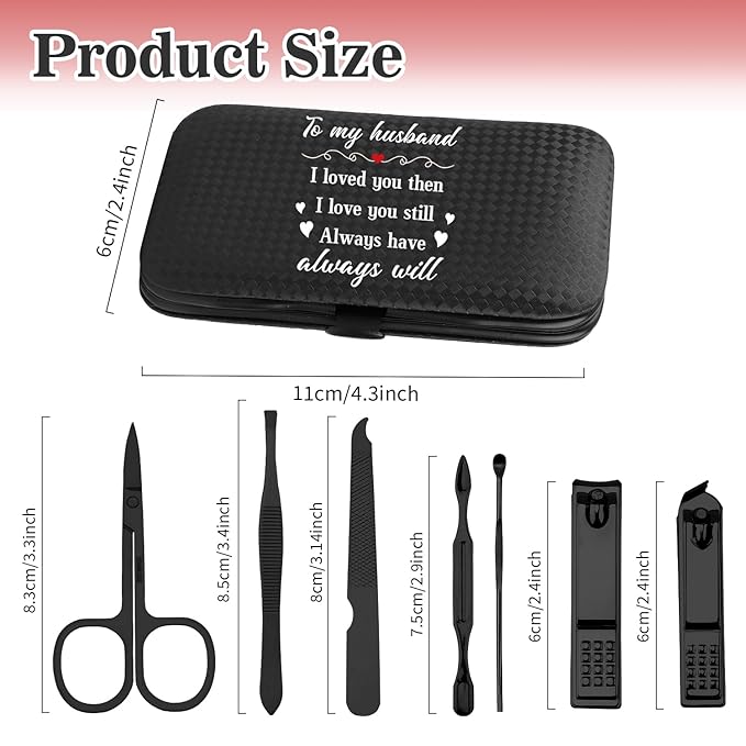 Husband Valentines Day Gifts,Sentimental Birthday Christmas Mens Gifts Stocking Stuffers for Husband from Wife Anniversary Personalized Gift Christmas Nail Clippers Manicure Kit for Men Pedicure Tools