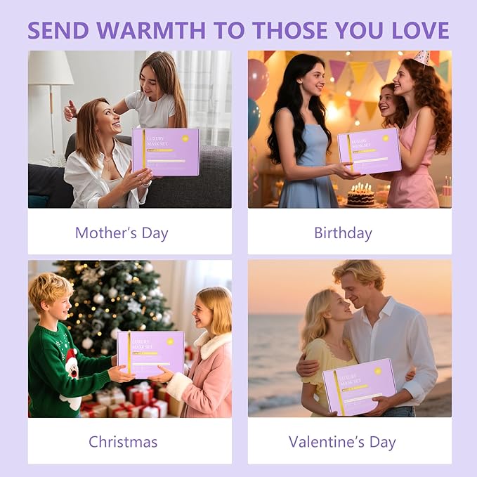 55 Pcs Valentines Day Gifts for Women, Lavender Face Sheet Mask Pack, Hydration Skin Care Kit, Overnight Gel Mask, Clay Mask, Hyaluronic Acid Face Serum, Christmas, Birthday, Mother Day