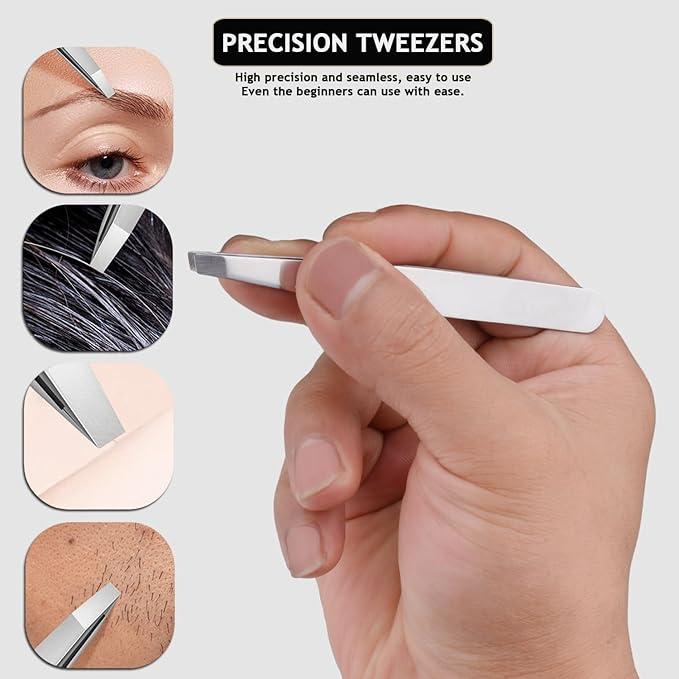 Travel Manicure Set Professional Nail Clipper Kit-5 Pieces Stainless Steel Manicure Kit, Women Men Grooming kit With Nail Care Tools Beauty Scissors Tweezers (Silver Black)