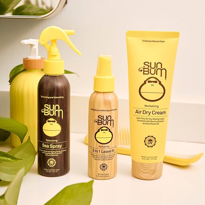 Sun Bum Revitalizing Air Dry Cream-Anti Frizz Styling Cream with Banana Extract and Sunflower Oil-Vegan-Without Parabens-UV Protecting-Helps Smooth and Enhance Natural Hair Texture-6 fl oz,(Pack of 2)