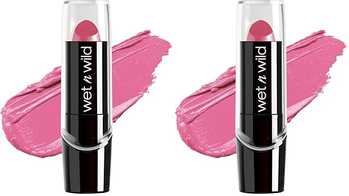 wet n wild Silk Finish Lipstick,Hydrating Rich Buildable Lip Color,Formulated with Vitamins A,E,& Macadamia for Ultimate Hydration,Cruelty-Free & Vegan - Pink Ice,(Pack of 2)